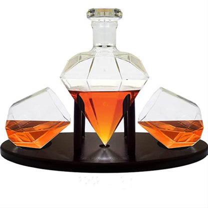 Diamond-shaped Decanter w/Lid & Base