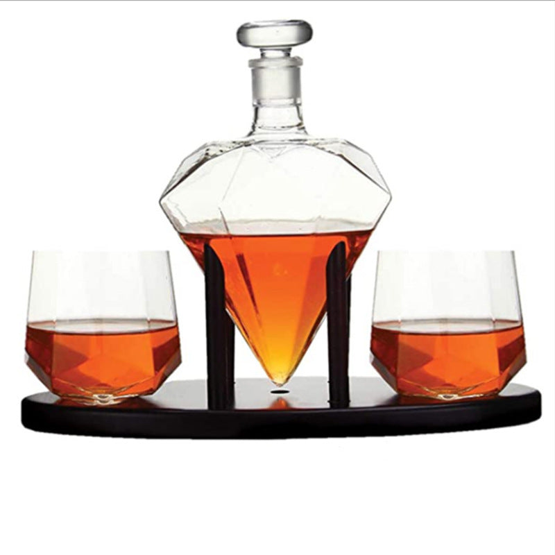 Diamond-shaped Decanter w/Lid & Base