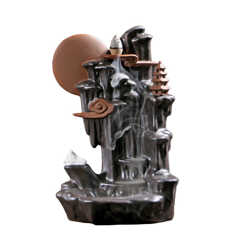 Ceramic Rising Sun Backflow Incense Burner