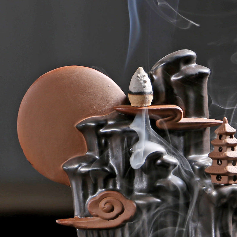 Ceramic Rising Sun Backflow Incense Burner