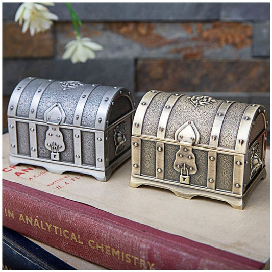 Metal Velvet-Lined Pirate Treasure Jewelry Box