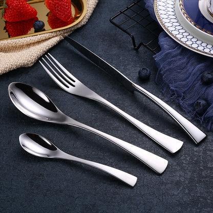 4PCS Set Black Stainless Steel Cutlery Korean Dinnerware Set