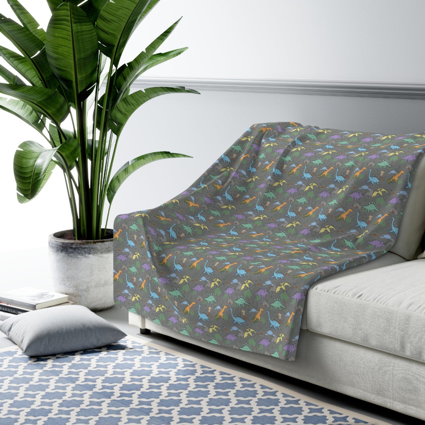Prehistoric Playtime Sherpa Fleece Blanket