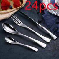 4PCS Set Black Stainless Steel Cutlery Korean Dinnerware Set