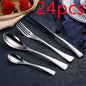 4PCS Set Black Stainless Steel Cutlery Korean Dinnerware Set