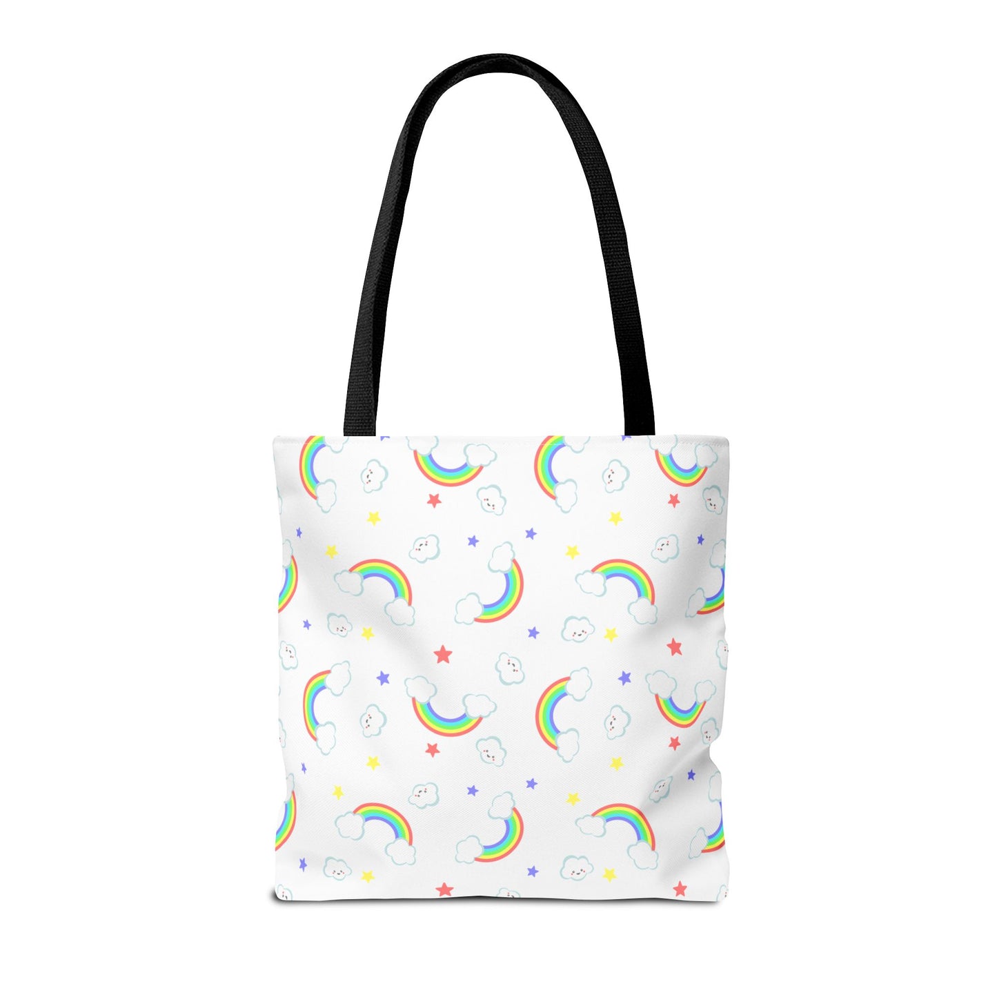 Rainbow Smiles & Stars Canvas Tote Bag