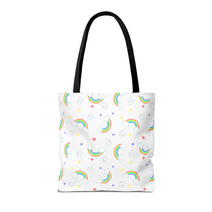 Rainbow Smiles & Stars Canvas Tote Bag