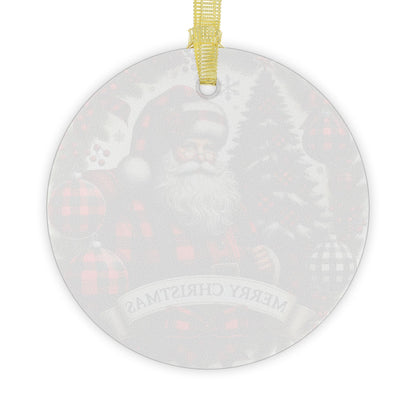 Jolly Santa Wishes Glass Ornament