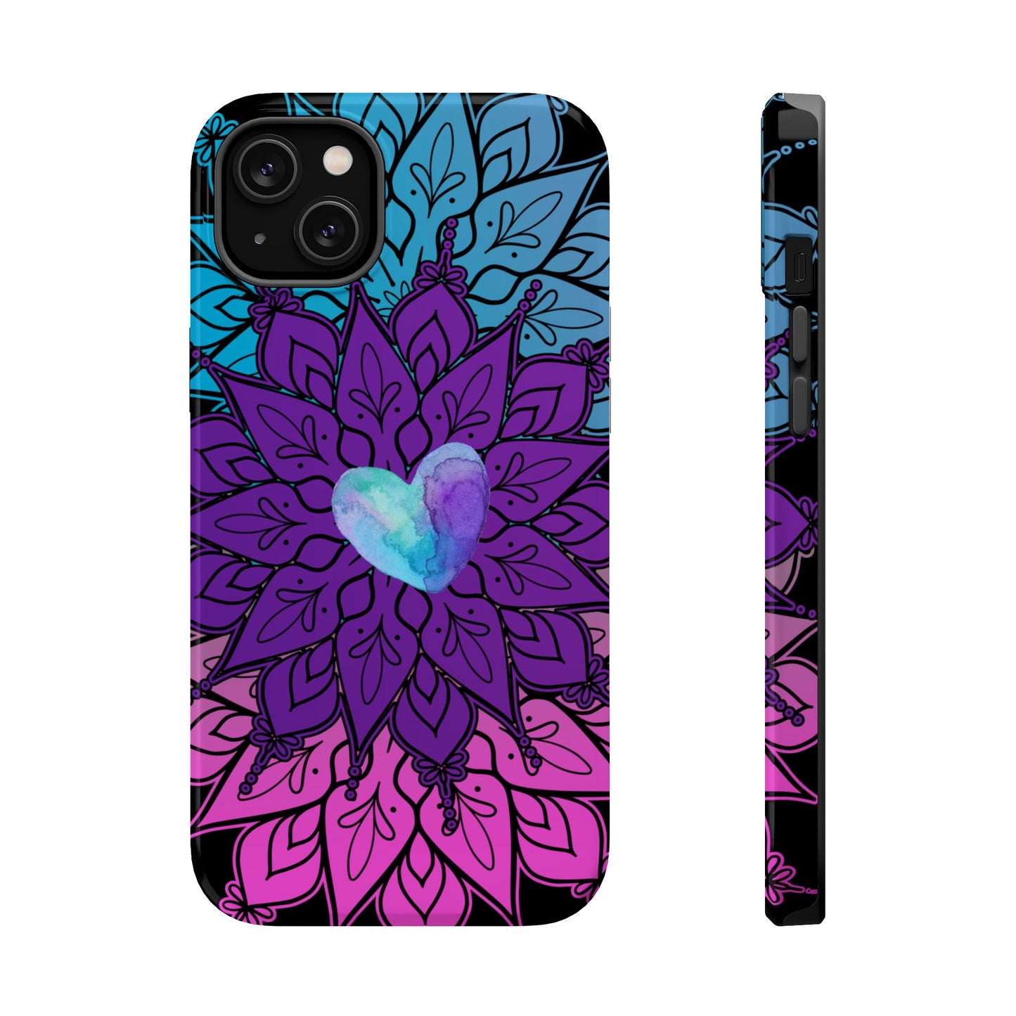 Colorful Mandala w/Heart MagSafe® Compatible Tough Case for iPhone