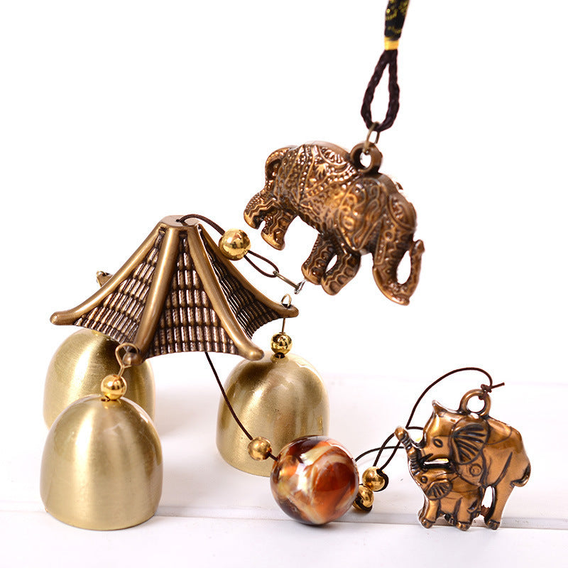 Retro Elephant Bronze Wind Chimes