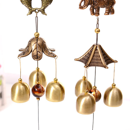 Retro Elephant Bronze Wind Chimes