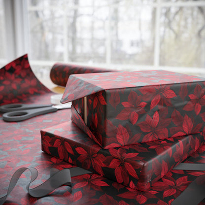 Midnight Poinsettia Garden Wrapping Paper