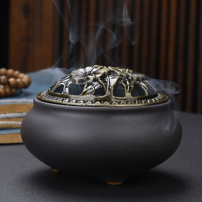 Beautiful Ceramic Incense Burner w/Copper Lid in Variety of Colors