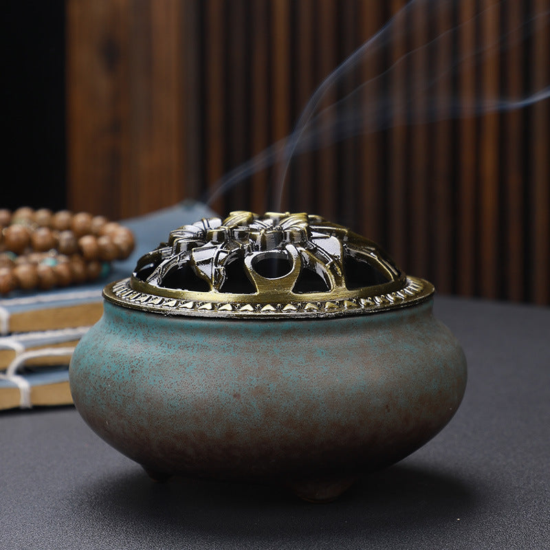 Beautiful Ceramic Incense Burner w/Copper Lid in Variety of Colors