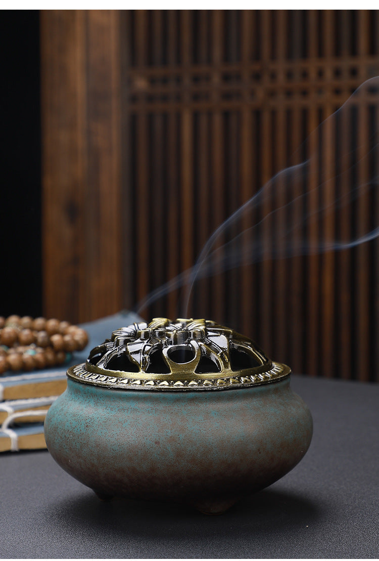 Beautiful Ceramic Incense Burner w/Copper Lid in Variety of Colors