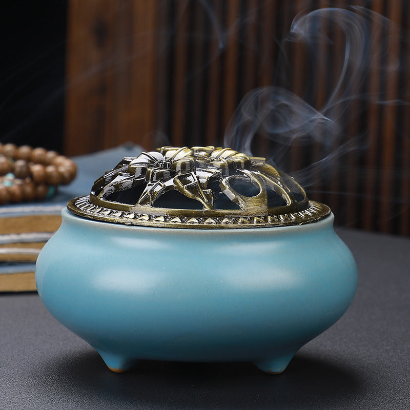 Beautiful Ceramic Incense Burner w/Copper Lid in Variety of Colors