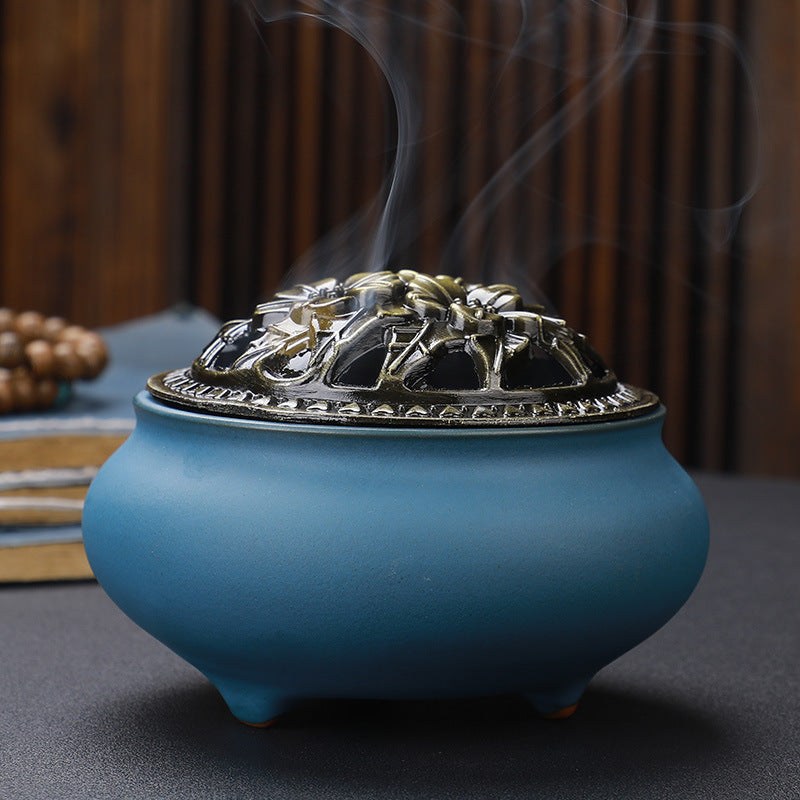 Beautiful Ceramic Incense Burner w/Copper Lid in Variety of Colors