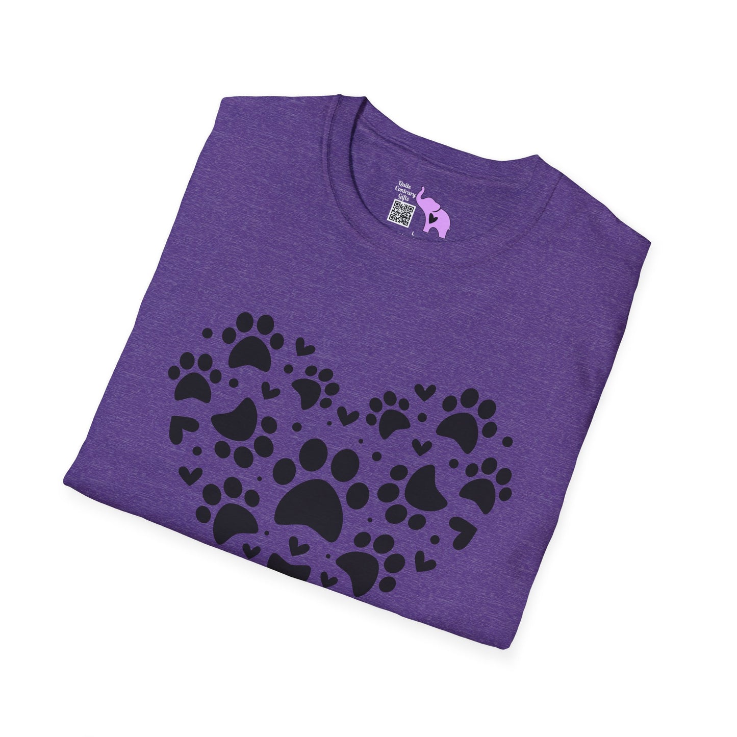 Paw Print Heart Adult T-shirt