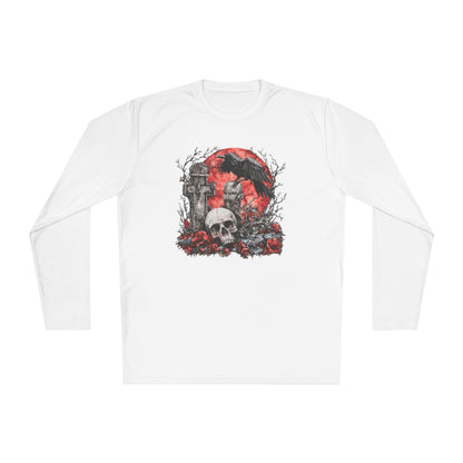 Halloween Graveyard w/Skull Adult Long Sleeve Tee