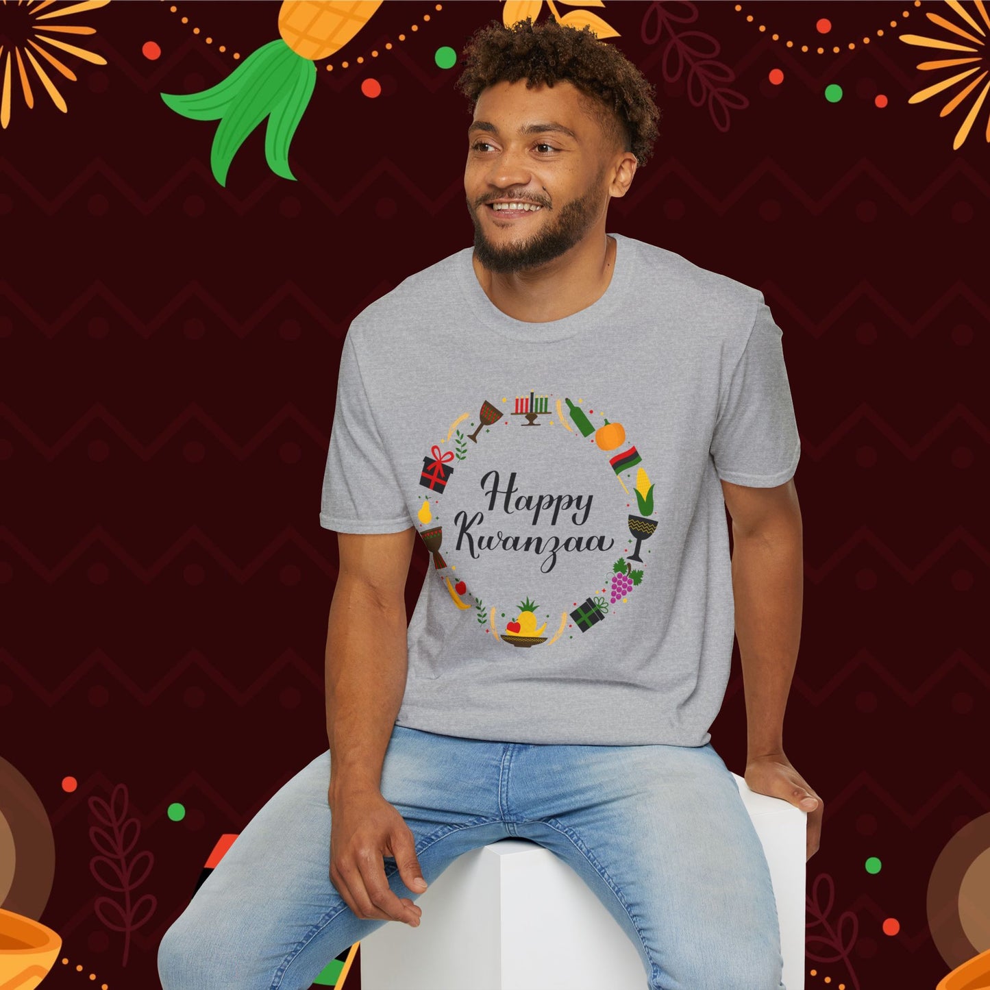 Happy Kwanzaa Wreath Adult T-shirt
