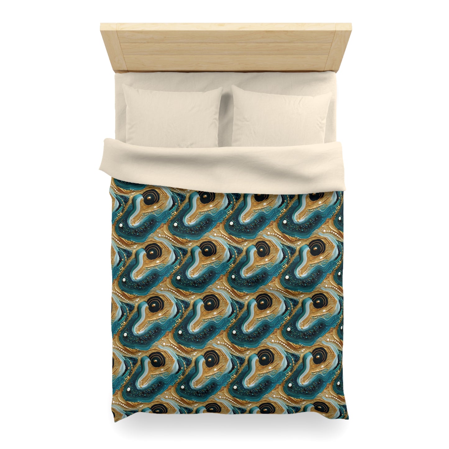 Gilded Ocean Veins Microfiber Duvet Cover