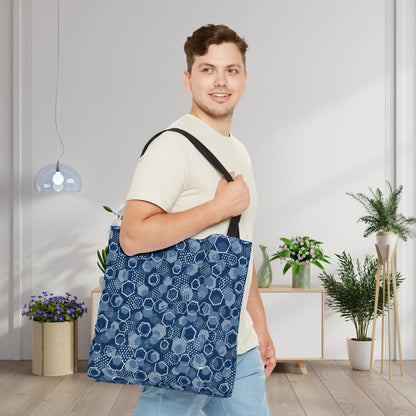 Blue Hexagons Canvas Tote Bag