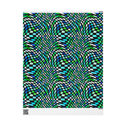 Warped Green Checkered Wrapping Paper
