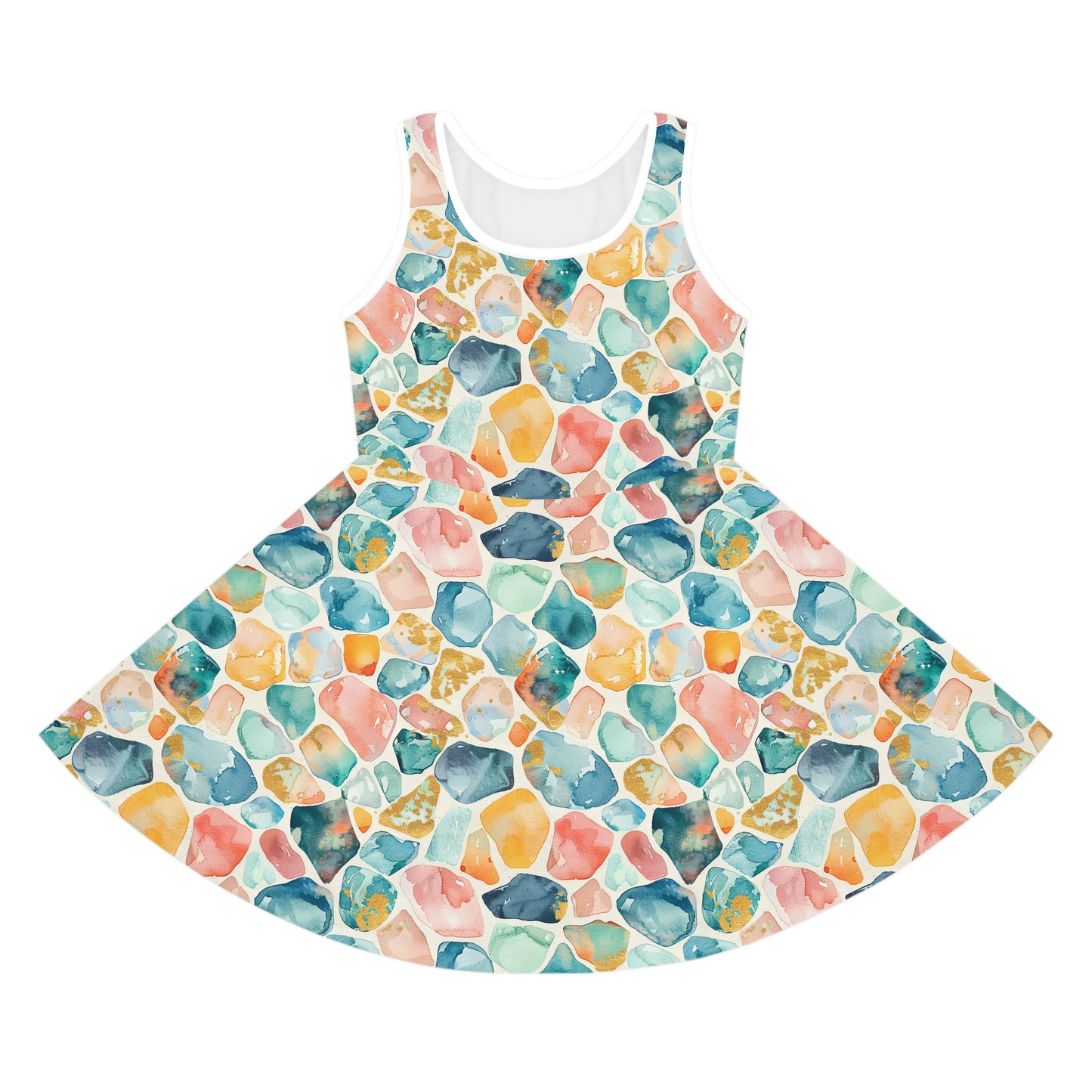 Ocean Pebble Drift Girls' Sleeveless Sundress