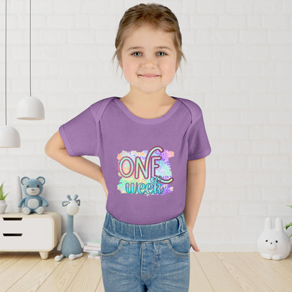 Pastel Wild One Milestone Baby Bodysuit-One Week