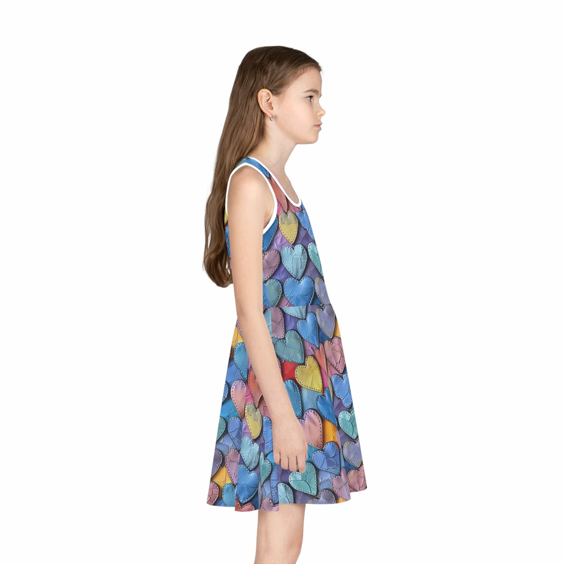 Color Pop Leather Hearts Girls' Sleeveless Sundress