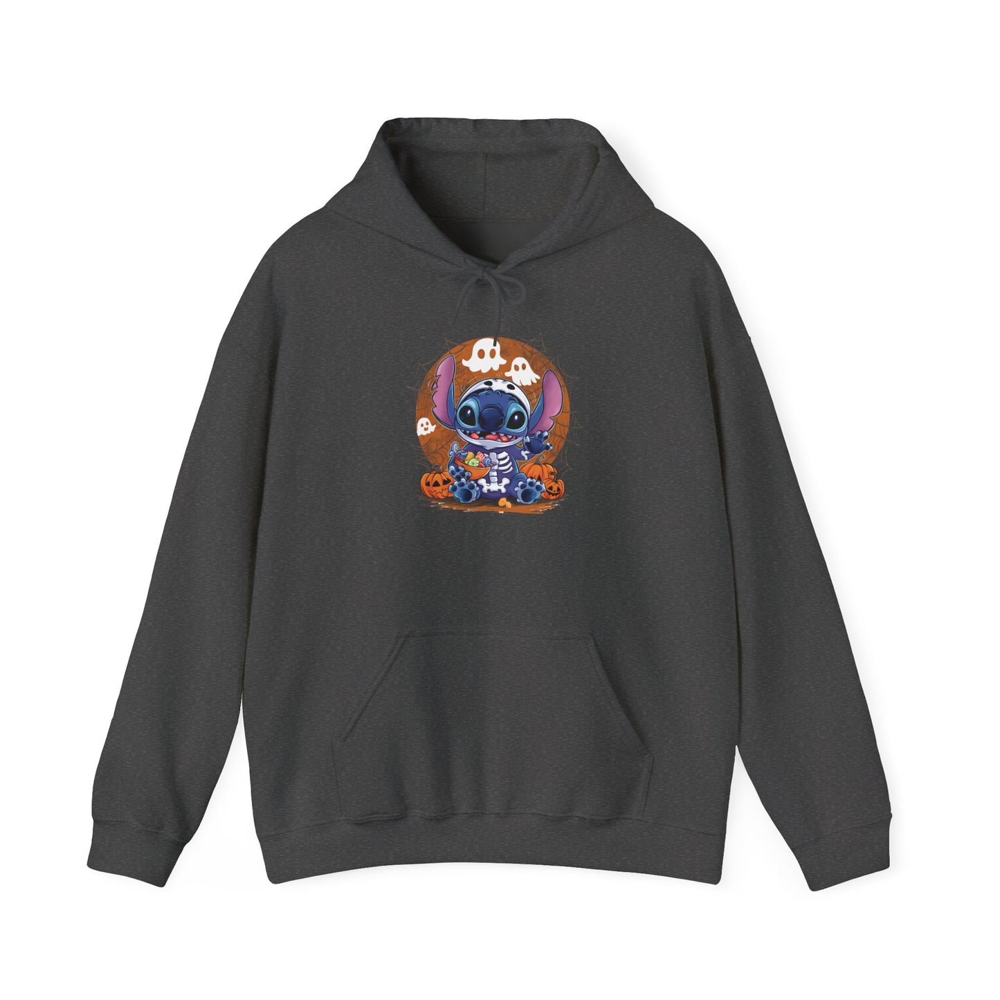 Spooky Skeleton Stitch w/Ghosts and Pumpkins  Heavy Blend™ Hooded Sweatshirt