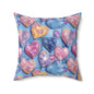 Color Pop Stitched Hearts Throw Pillow