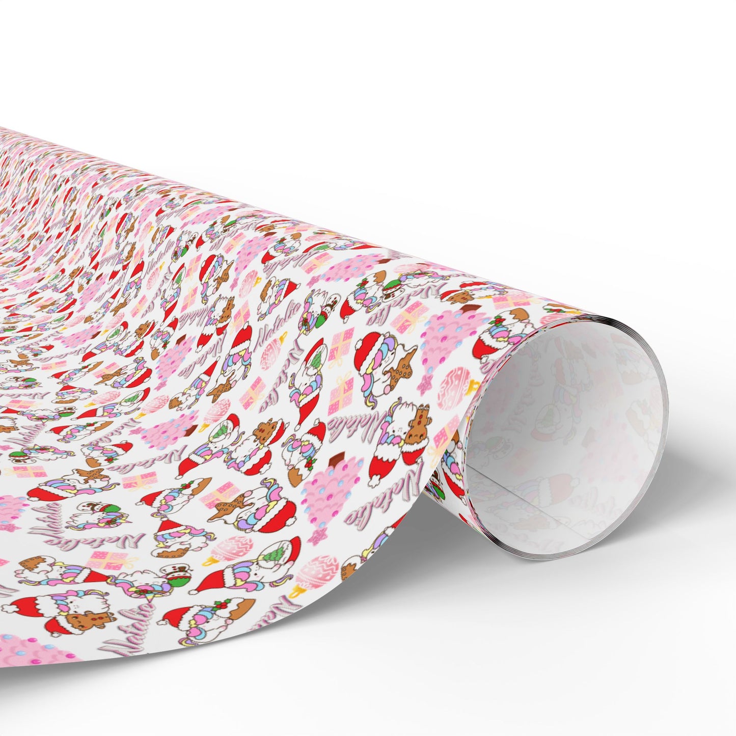Christmas Unicorn 2 Custom Name Wrapping Paper (Natalie)