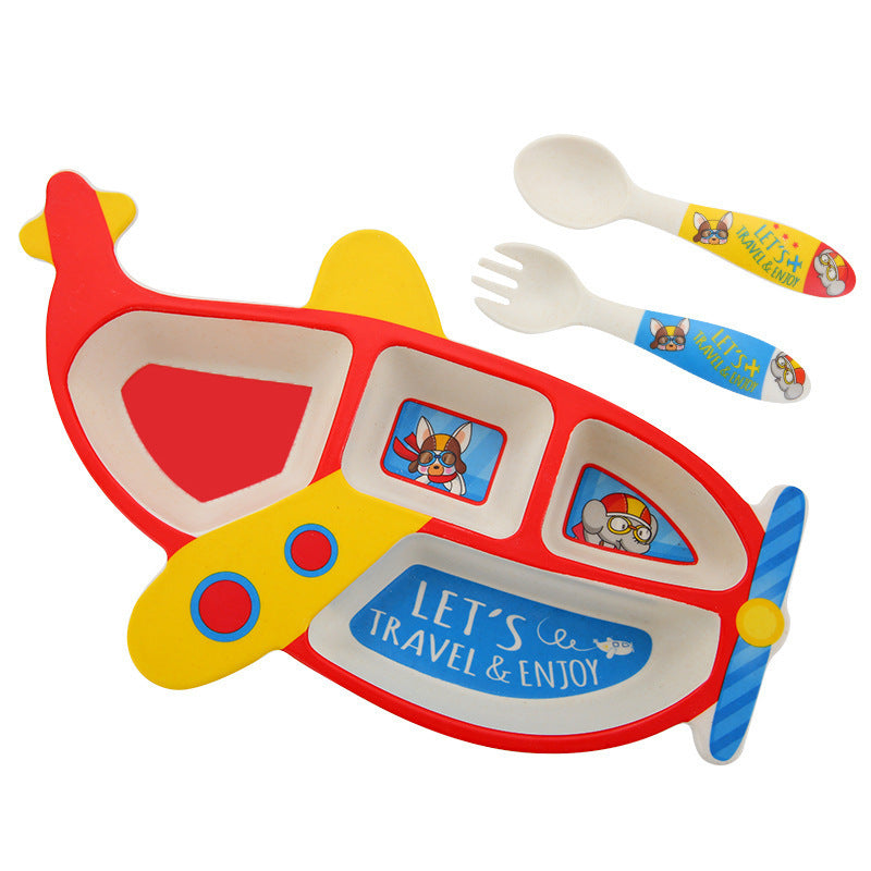 Children's Airplane Bamboo Fiber Tableware Set