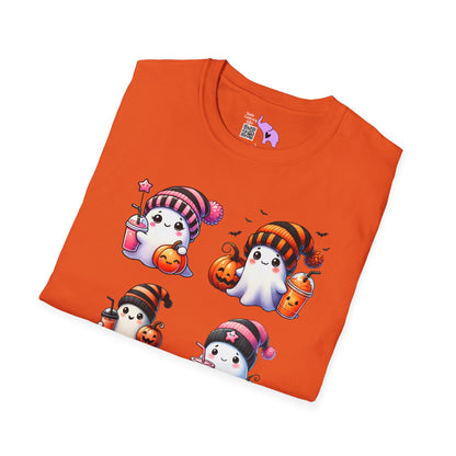 Cute Ghosts w/Pumpkins Adult T-shirt