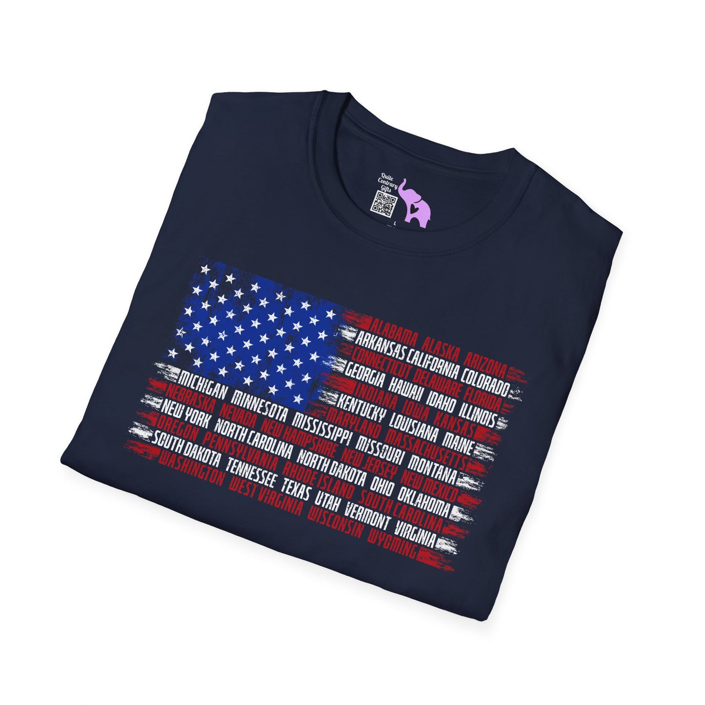 American Flag w/States Horizontal Adult Tshirt