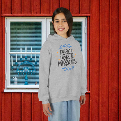 Hanukkah Peace Love & Miracles 2 Youth Hoodie
