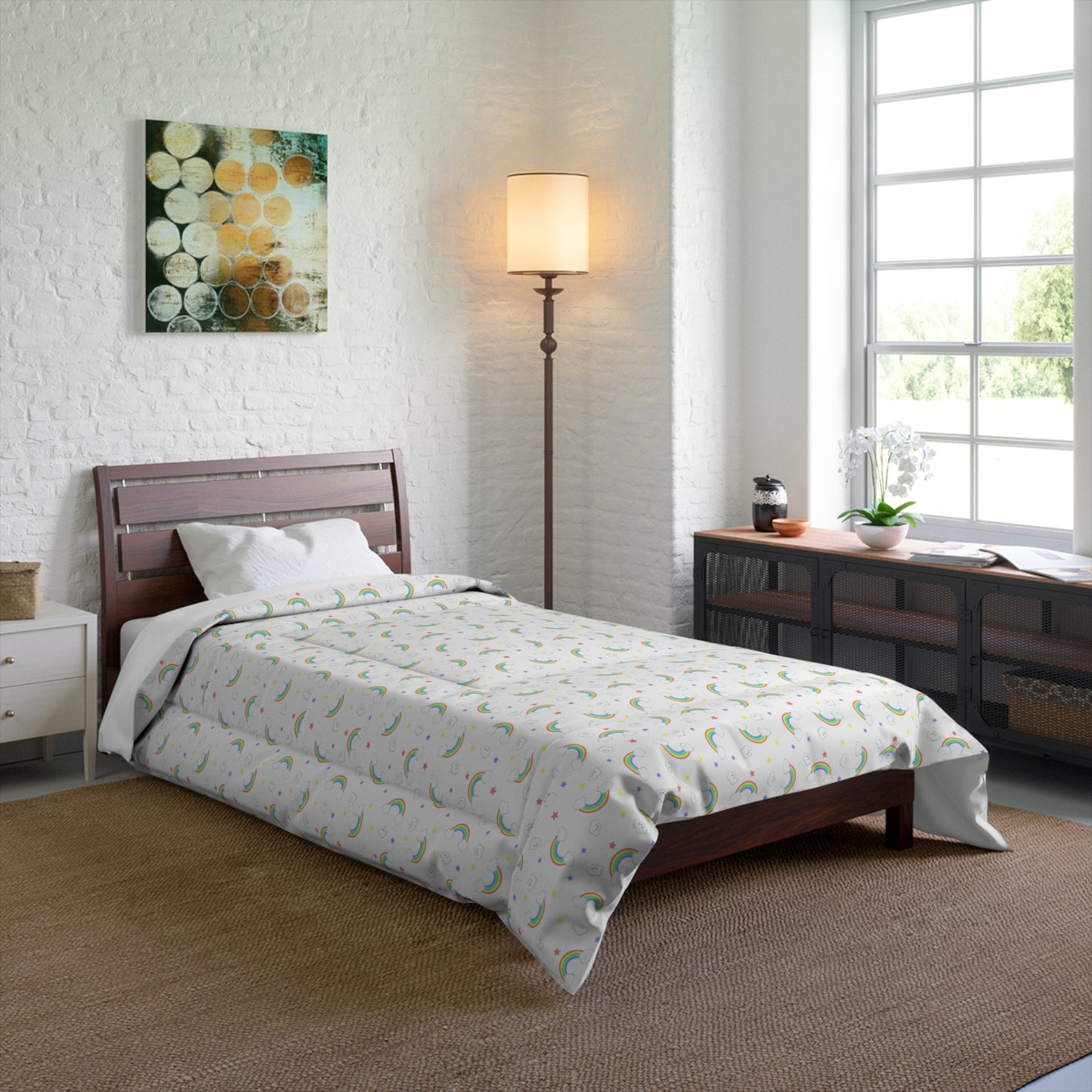 Rainbow Smiles & Stars Comforter