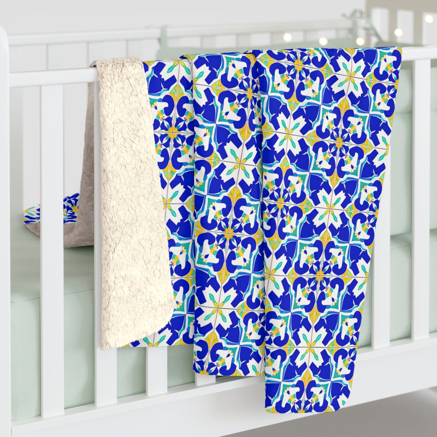 Blue Horizon Mosaic Sherpa Fleece Blanket