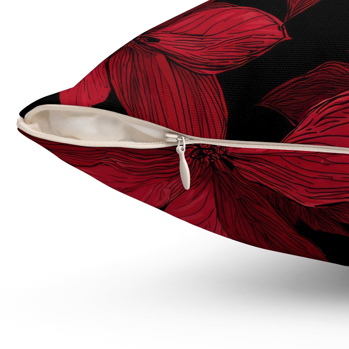 Midnight Poinsettia Garden Throw Pillow