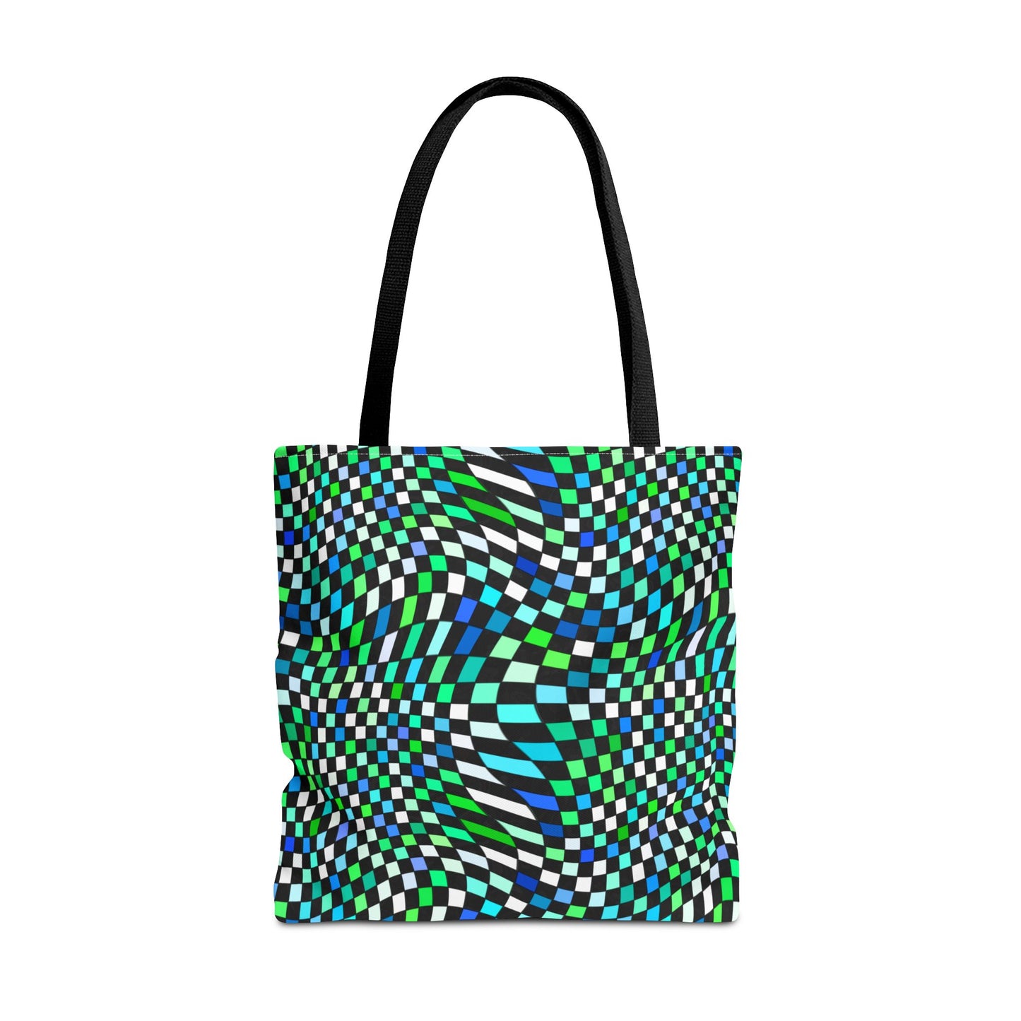 Warped Green Checkered Canvas Tote Bag