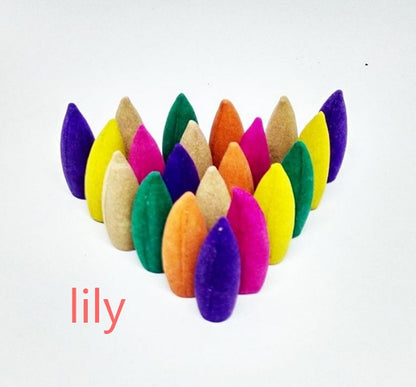 Variety Backflow Incense Cones Green Tea, Jasmine, Lavender, Lily, Rose, Sandalwood