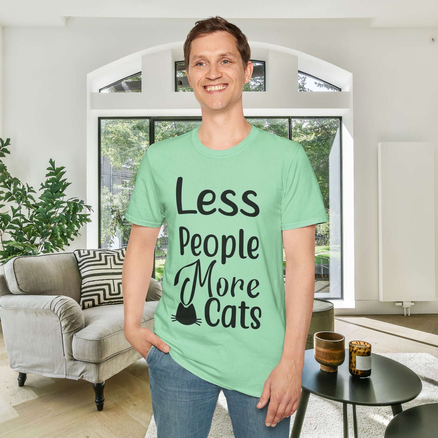 Less People More Cats Adult T-shirt