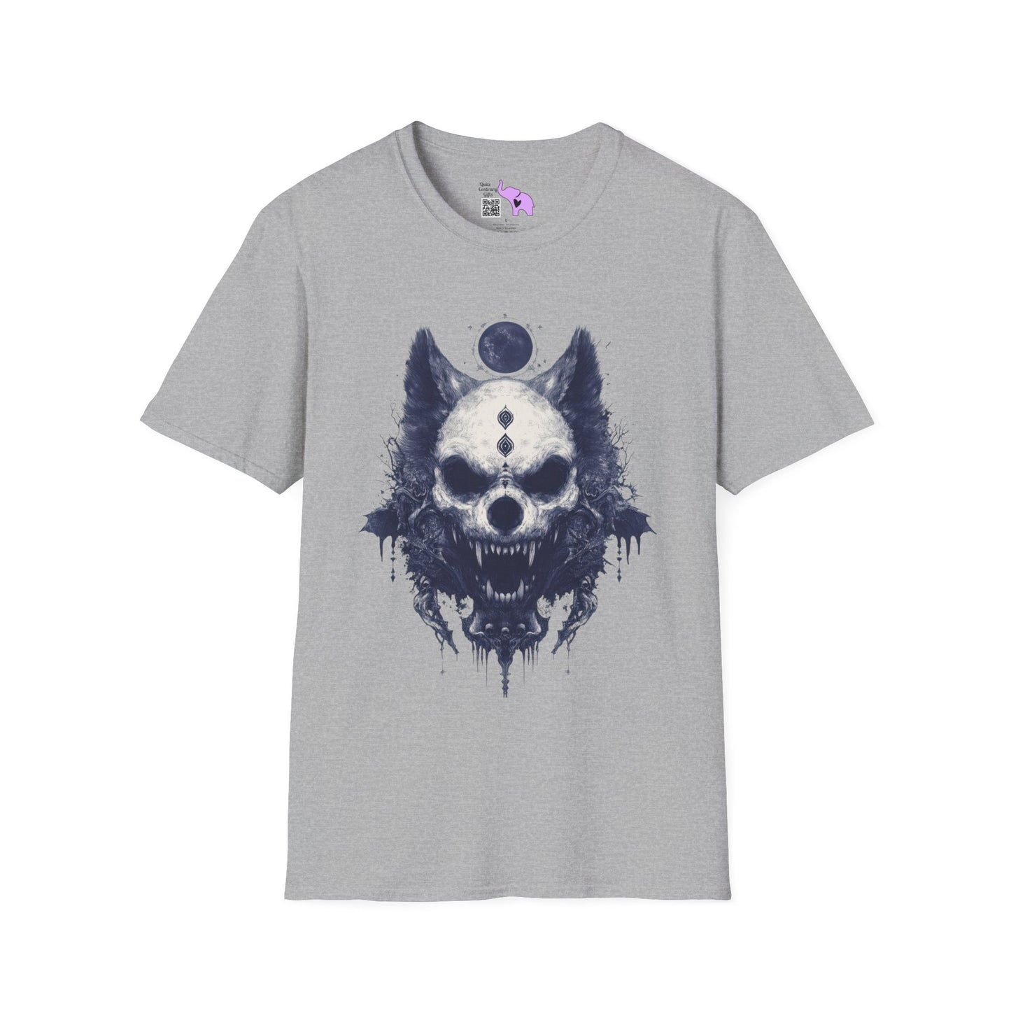 Creepy Skull Wolf Adult T-shirt