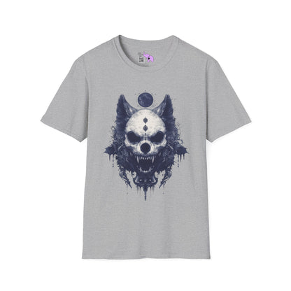 Creepy Skull Wolf Adult T-shirt