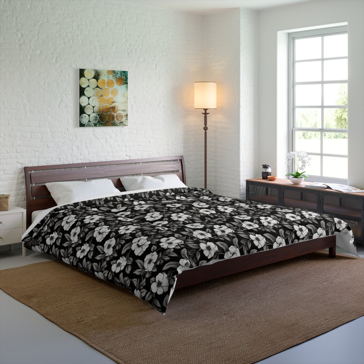 Black & White Daisies Comforter