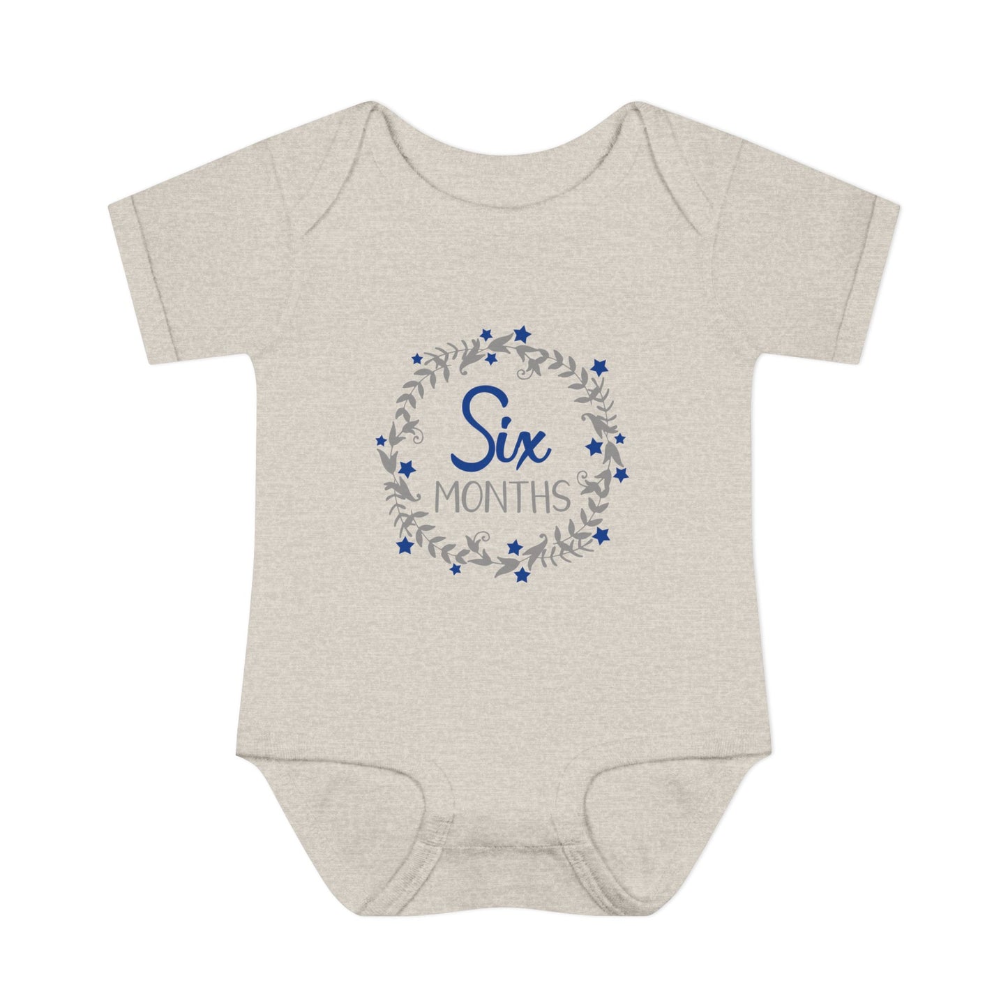 Blue Milestone Wreath Onesie-Six Months
