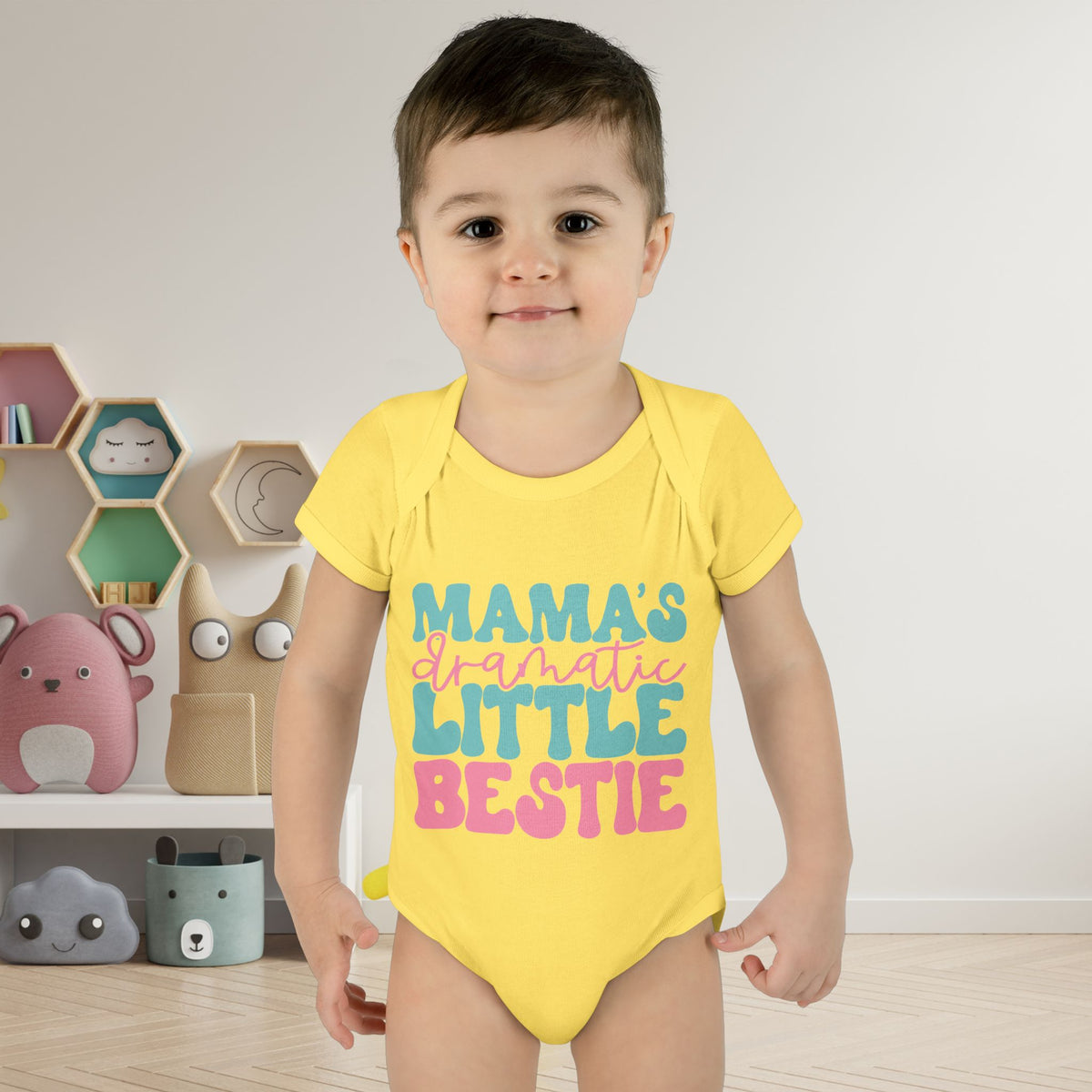 Mama's Dramatic Little Bestie Baby Rib Bodysuit