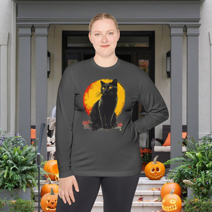 Black Cat Over Moon Adult Long Sleeve Tee