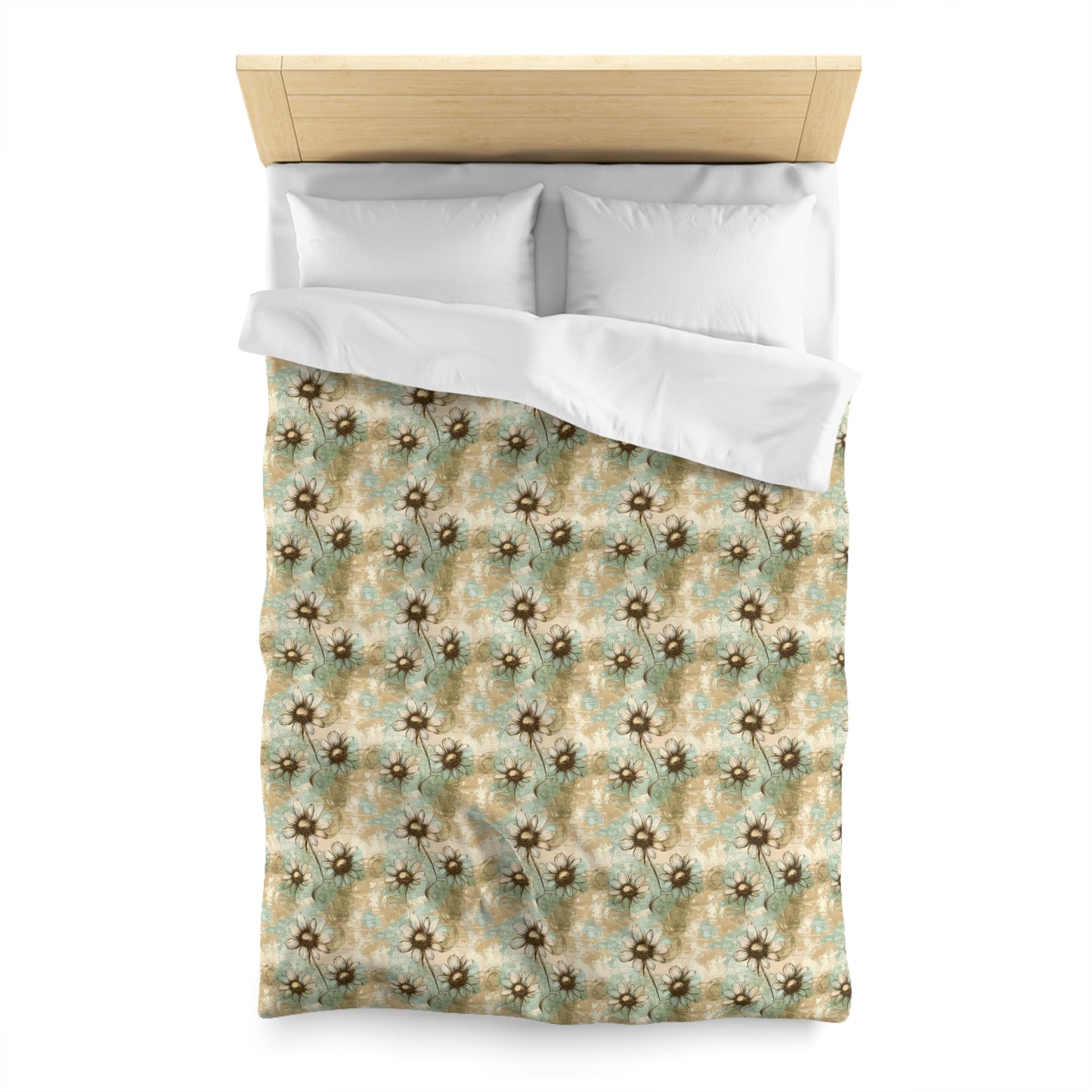 Worn Meadow Daisies Microfiber Duvet Cover